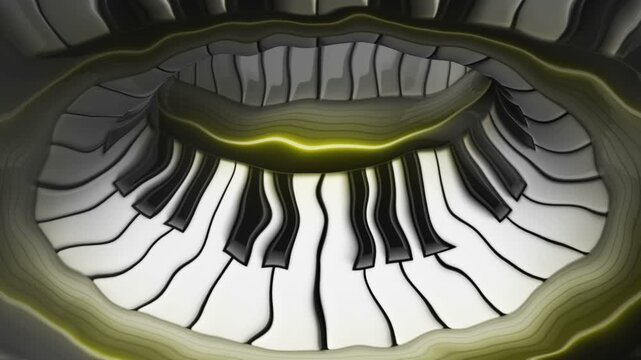 Piano Keyboard Tunnel Animation, Background, Loop
