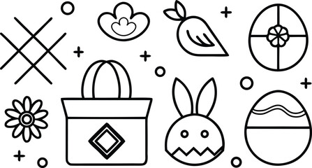 set of funny easter rabbits