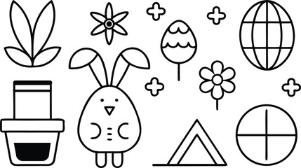 set  ester of flowers and leaves