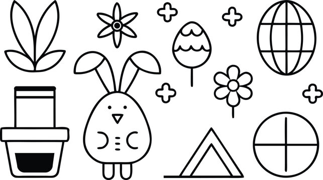 set  ester of flowers and leaves