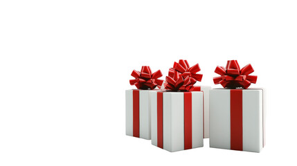 Obraz premium Three white boxes with red bows on top 