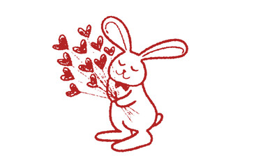 手描きイラスト素材・告白うさぎの線画