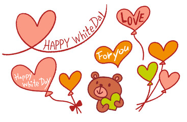 手描きイラスト素材・ホワイトデーのセット（カラー）