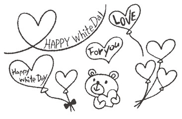 手描きイラスト素材・ホワイトデーの線画セット