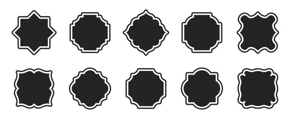 Simple Minimalist Silhouette Frame Vector Set. Basic Shapes Border Illustration