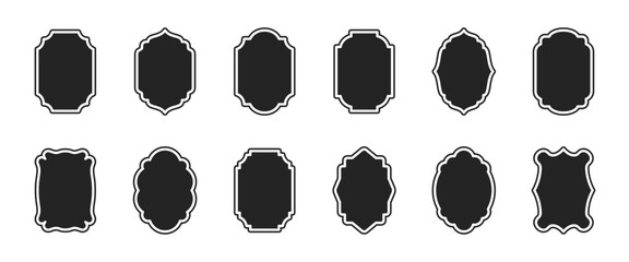 Simple Minimalist Silhouette Frame Vector Set. Basic Shapes Border Illustration