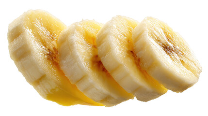 fresh sliced banana isolated on white background. Healthy food. Top view