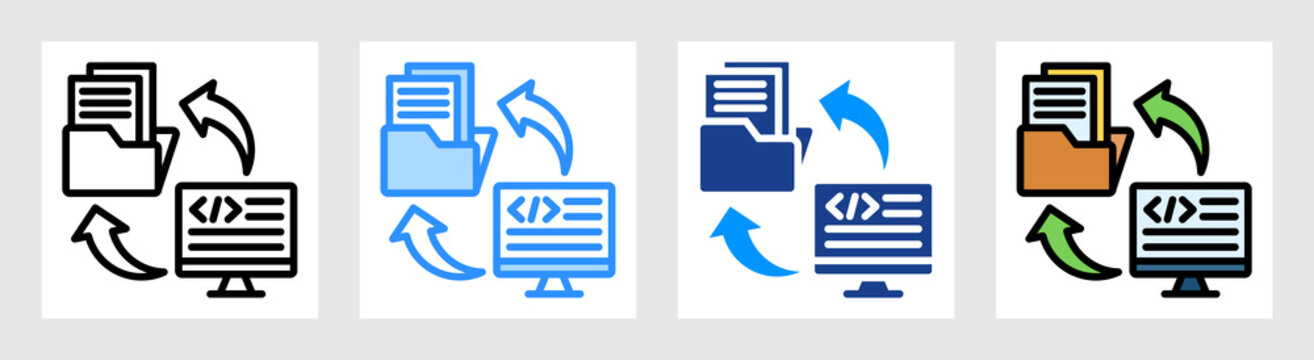 Code Repository Icon Collection Set Multiple Style
