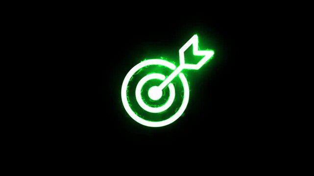 Hit a target or goal with an arrow simple loop animation on white background. Aim target with arrow sign. Archery, darts or goal strategy.