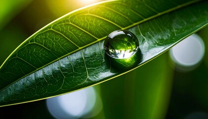 水滴 葉 マクロ クローズアップ 緑 グリーン 自然 雫 透明 輝き 反射 清潔感 瑞々しい 露 生命 環境 晴れやか 焦点 鮮やか 健やか