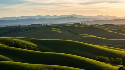 Obraz premium Rolling Hills of Tuscany at Sunset - A Serene Landscape.