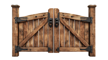 The wooden gate has a rustic, old-fashioned look to it