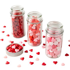 Sweet Hearts in Jars on transparent background