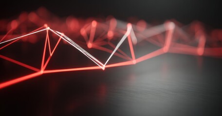 Abstract Red Glowing Network Connection Background.