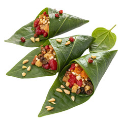 Paan Betel Leaf Wraps on White on transparent background