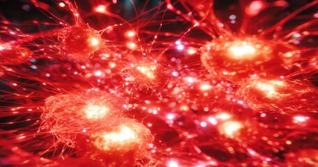 Abstract Red Neural Network Connections.