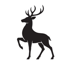 Proud standing deer silhouette perfect for crest and heraldic graphics.