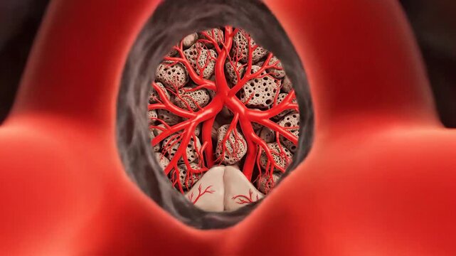 Microscopic View of Femur Nutrient Foramen and Vascular Network