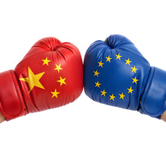 China EU Economic Confrontation on transparent background