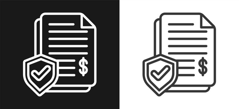 Insurance Outline Style Icon. On Black And White Background Version