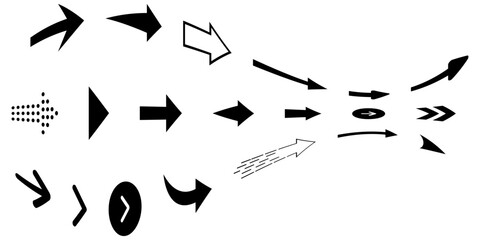 Arrow icon set. Arrows vector collection. Arrow. Black arrows icons. Cursor. Different arrow signs. Direction symbols