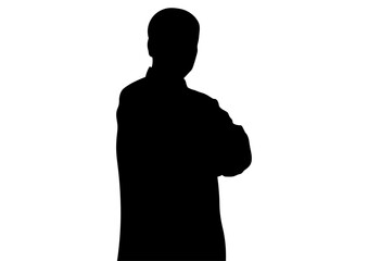 腕組みをする男性のシルエット