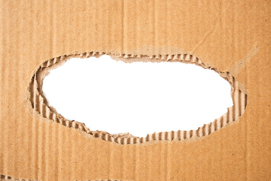 cardboard box with a transparent hole in the middle