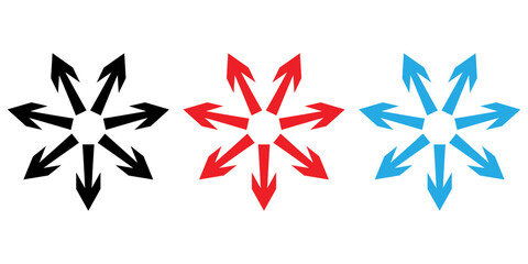 Inward arrows pointing to center. Epicenter icons set. Inward arrows collection. Inward arrow vector set. EPS 10 . © Farrohah