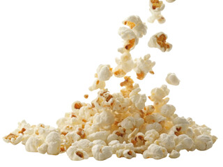 Popcorn snack food kernel salt butter pile falling white snack popcorn food kernel salt butter pile falling transparency background concept