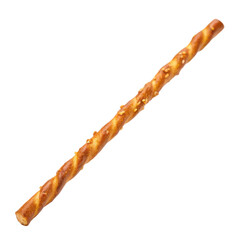 Pretzel stick salted snack crunchy food baked bread twisted shape golden brown isolated object transparency background closeup view savory taste
