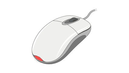 White computer mouse with scroll wheel and cable