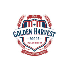 Golden Harvest Foods Vintage Logo Design.
