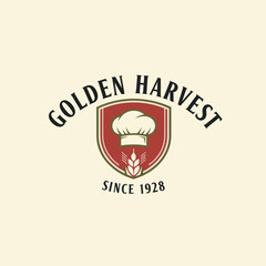 Fototapeta premium Golden Harvest Bakery Logo Design Element.