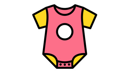 Pink and Yellow Baby Onesie Icon with Circle Detail
