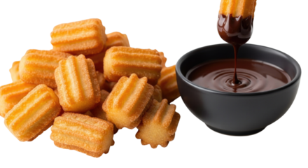 Churros with chocolate dip transparent background cutout png