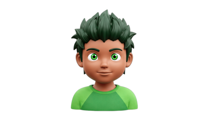 Cartoon Boy Smiling on White Background