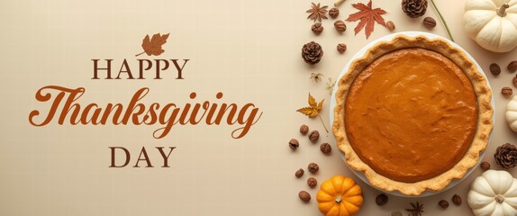 Festive Thanksgiving Day Celebration with Pumpkin Pie.