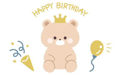 優しいくまのおしゃれな誕生日カードデザイン