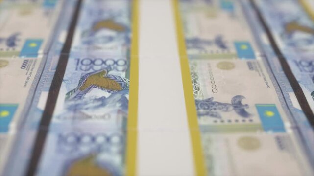 Close Up of Kazakhstan Tenge Banknotes Money Background Finance and Economy Concept
