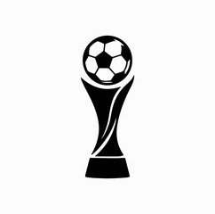 Football Trophy with Soccer Ball &ndash; Black Silhouette Vector