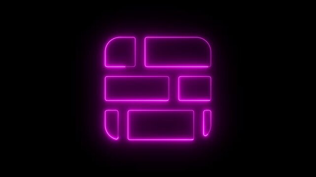 Neon brick 4k video Animation motion. business, icon, 