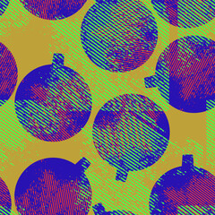 Christmas grunge balls. Seamless background