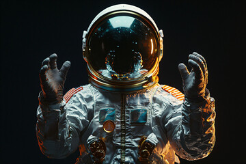 Space Exploration: Astronaut in Futuristic Suit with Vibrant Lights