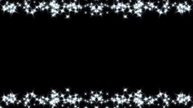Twinkle star glitter sparkle animation featuring white glowing stars, shimmering particle dust trail, cartoon doodle sparkle effects, magic fairy stars, seamless looping overlay on black screen. 4k