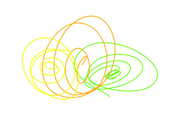 黄色オレンジ黄緑の花のような線画グルグル落書き素材