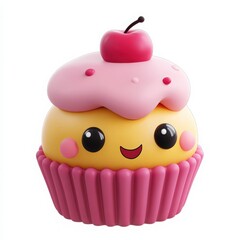 Adorable cupcake character with cherry on top brings a sweet touch to your designs, perfect for kids' projects, baking blogs, and cheerful celebrations