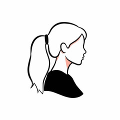 Stylized Profile of a Woman with a Ponytail.
