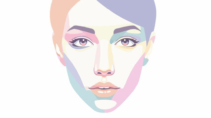 Abstract Portrait of a Womans Face with Colorful Geometric Shading.