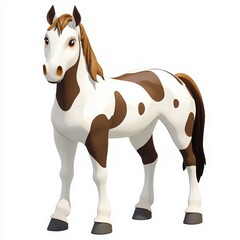 Enchanting cartoon horse illustration with distinctive markings, perfect for children's books, educational resources, and vibrant creative projects