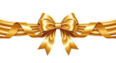 A golden bow with ribbons on a png transparent